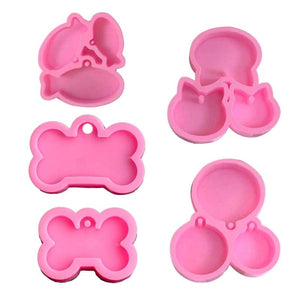 5Pcs Pets Hanging Tags Resin Mold Silicone Mould