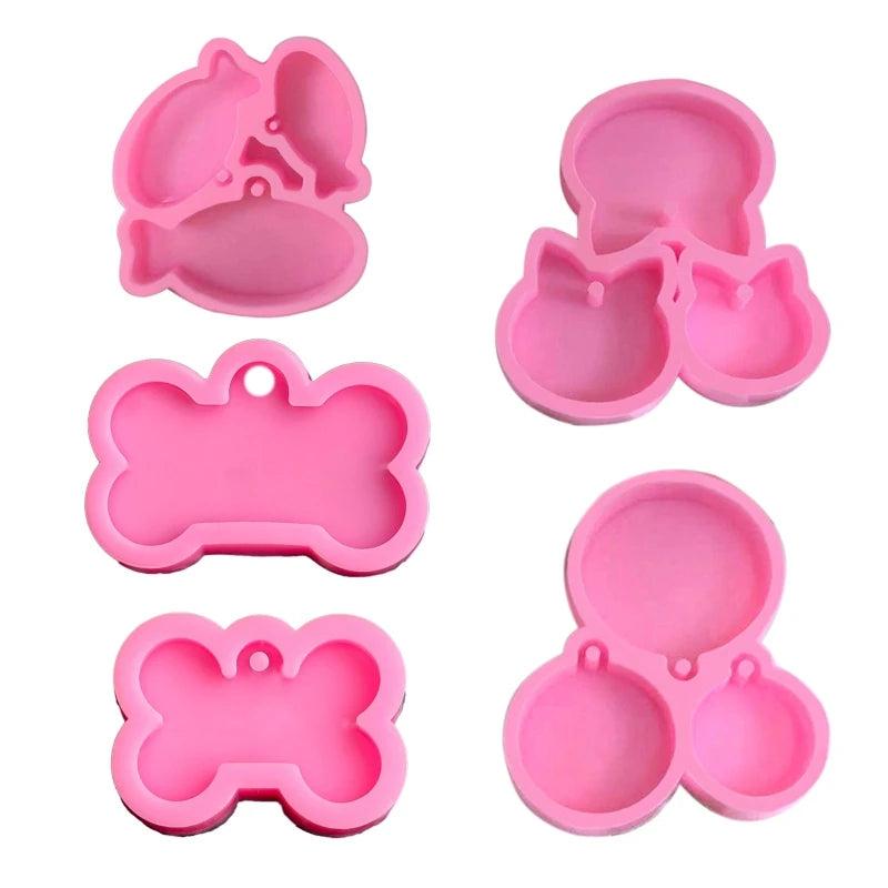 5Pcs Pets Hanging Tags Resin Mold Silicone Mould