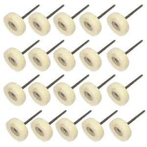 20Pcs Wool Felt Buff Wheels with Mandrel 2.35mm Shank