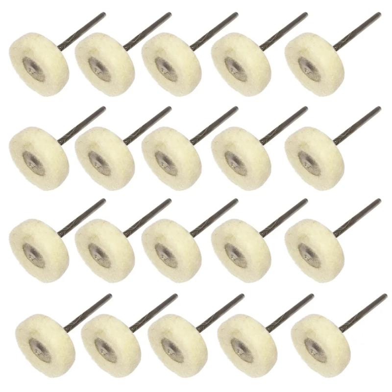 20Pcs Wool Felt Buff Wheels with Mandrel 2.35mm Shank