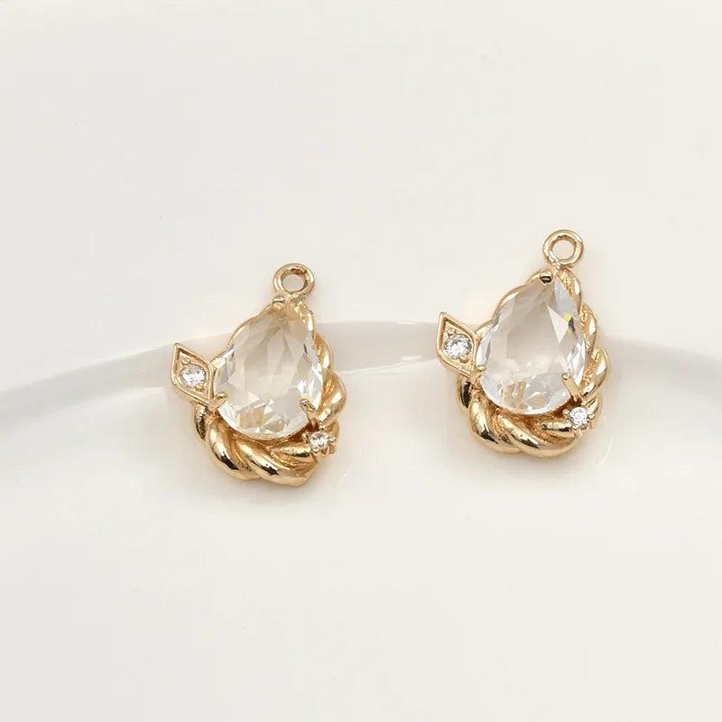 Copper Plated Crystal Zircon Water Drop Earrings