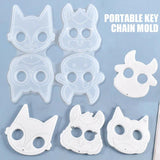 Cat Head Key Chain Mold DIY Craft Crystal Epoxy Keychain Resin Silicone Mold