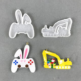 Easter Rabbit Mold Game Handle Excavator Keychain Silicone