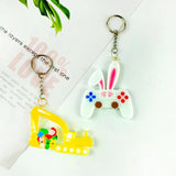 Easter Rabbit Mold Game Handle Excavator Keychain Silicone