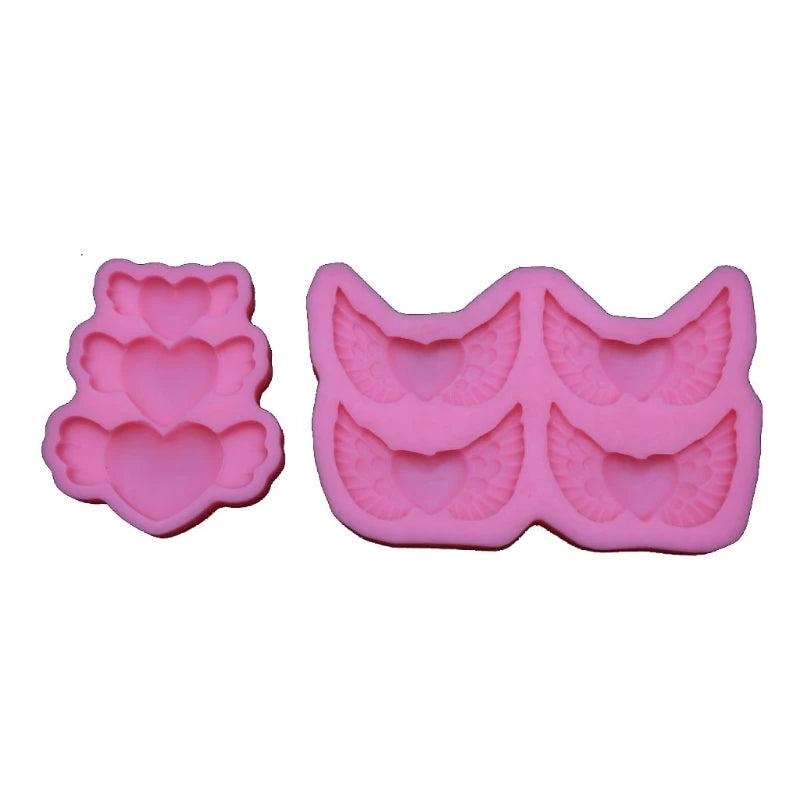 2Pcs Heart Angle Wing Shape Keychain Silicone Mold DIY Pendant Decor