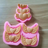2Pcs Heart Angle Wing Shape Keychain Silicone Mold DIY Pendant Decor