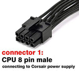 CPU 8 Pin to CPU 8 Pin (4+4) Male EPS-12V Adapter Cable (60cm)