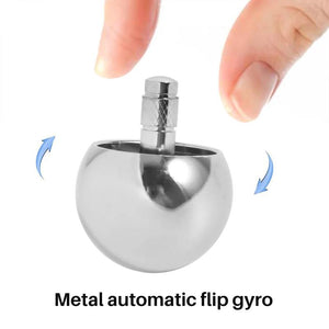 Metal Flip over Top Stainless Steel Spinning Top Toy, Silver