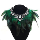 Gothic Feather Crystal Necklace Women Accessories