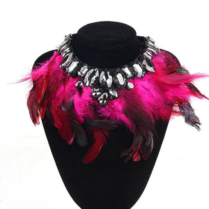 Gothic Feather Crystal Necklace Women Accessories