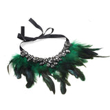 Gothic Feather Crystal Necklace Women Accessories