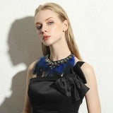 Gothic Feather Crystal Necklace Women Accessories