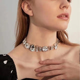 Clear Crystal Choker Necklace Women Silver CZ Clavicle Chain Party Jewelry