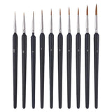 10 Pcs Wolf Hair Brushes Set for Detail Art Liner Painting Miniatures