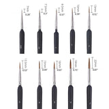 10 Pcs Wolf Hair Brushes Set for Detail Art Liner Painting Miniatures