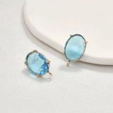 Colorful Clear Crystal Large Oval Faceted Stud Earrings