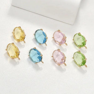 Colorful Clear Crystal Large Oval Faceted Stud Earrings