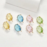 Colorful Clear Crystal Large Oval Faceted Stud Earrings
