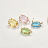 Colorful Clear Crystal Large Oval Faceted Stud Earrings