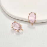 Colorful Clear Crystal Large Oval Faceted Stud Earrings