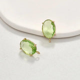 Colorful Clear Crystal Large Oval Faceted Stud Earrings