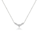 925 Silver V Zircon CZ Pave Pendant Chain Tiny Queen Women Jewelry