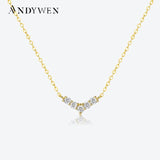 925 Silver V Zircon CZ Pave Pendant Chain Tiny Queen Women Jewelry