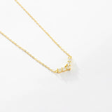 925 Silver V Zircon CZ Pave Pendant Chain Tiny Queen Women Jewelry