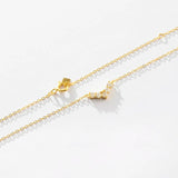 925 Silver V Zircon CZ Pave Pendant Chain Tiny Queen Women Jewelry