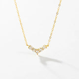 925 Silver V Zircon CZ Pave Pendant Chain Tiny Queen Women Jewelry