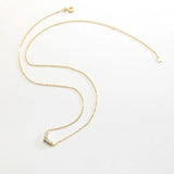 925 Silver V Zircon CZ Pave Pendant Chain Tiny Queen Women Jewelry