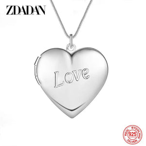 925 Sterling Silver Heart Frame Necklace Chain