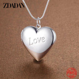 925 Sterling Silver Heart Frame Necklace Chain
