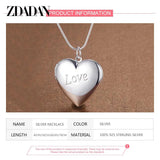 925 Sterling Silver Heart Frame Necklace Chain