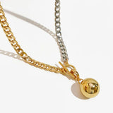 Peri'sBox Chunky Cuban Chain Ball Pendant Necklace for Woman