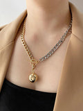Peri'sBox Chunky Cuban Chain Ball Pendant Necklace for Woman