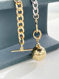 Peri'sBox Chunky Cuban Chain Ball Pendant Necklace for Woman