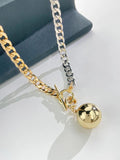 Peri'sBox Chunky Cuban Chain Ball Pendant Necklace for Woman