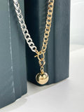 Peri'sBox Chunky Cuban Chain Ball Pendant Necklace for Woman