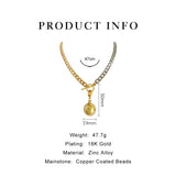 Peri'sBox Chunky Cuban Chain Ball Pendant Necklace for Woman