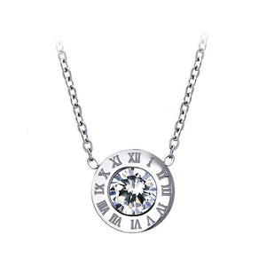 Roman Numeral Wedding Necklace Stainless Steel N0105-1