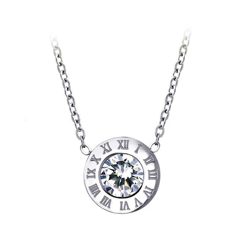 Roman Numeral Wedding Necklace Stainless Steel N0105-1