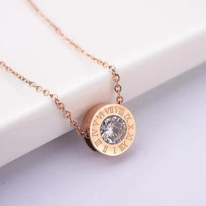 Roman Numeral Wedding Necklace Stainless Steel N0105-1