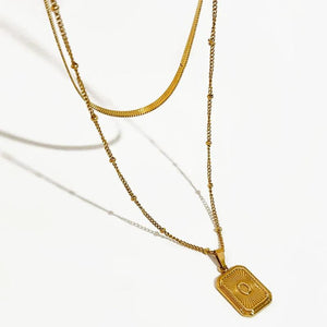 Vintage Sunburst Signet Square Pendant Necklace