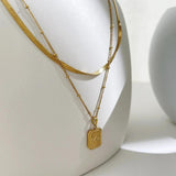 Vintage Sunburst Signet Square Pendant Necklace