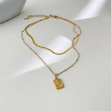 Vintage Sunburst Signet Square Pendant Necklace