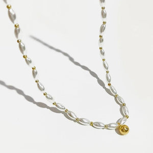 Peri'sbox Beaded Rice Pearl Choker Necklace Vintage Pearl Wedding