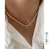 Peri'sbox Beaded Rice Pearl Choker Necklace Vintage Pearl Wedding