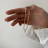 Peri'sbox Beaded Rice Pearl Choker Necklace Vintage Pearl Wedding