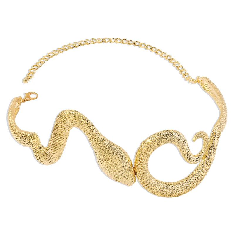 Silver Snake Shape Choker Necklace Vintage Hiphop Metal Necklace